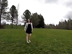 Brown-haired Piss In Park